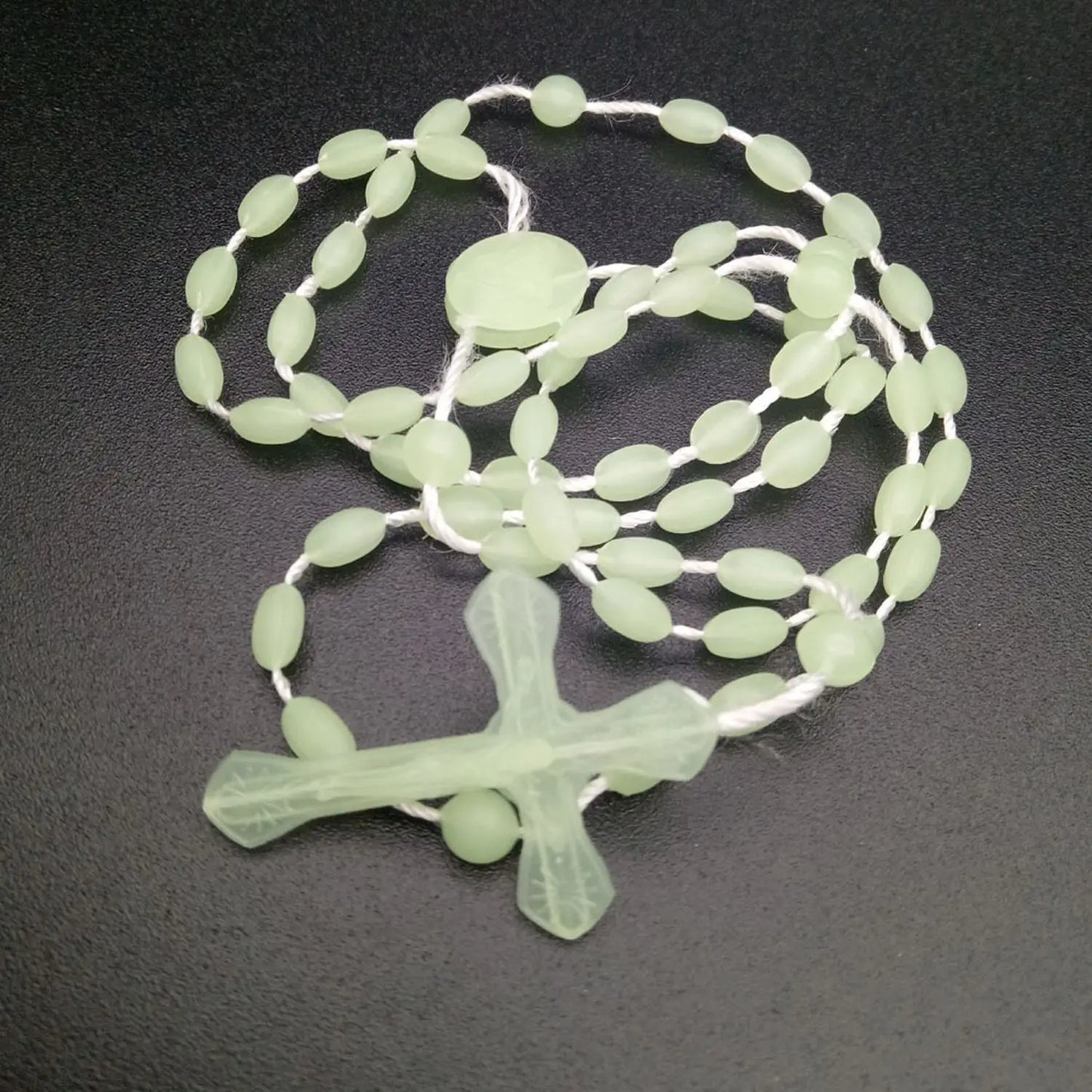Luminous Glowing Rosary Necklace Plastic Catholic Cross Necklace Religious