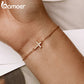 Bamoer Genuine 925 Sterling Silver Adjustable Cross Bracelet 6.10+0.98 inch 14K Gold Plated Chain Link Luxury Jewelry Women Gift