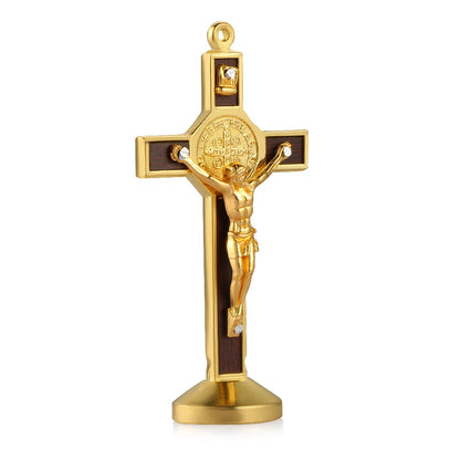 Fashion Car Ornament Metal Jesus Wood Cross Crucifix Auto Interior Dashboard Decoration Christian Jesus Ornaments Accessories