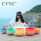 CVNC 6-12 Inch Colored Frosted Quartz Crystal Singing Bowls 7 chakra set for sound healing instrument with Bag