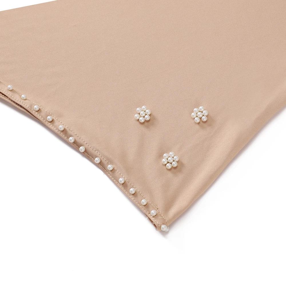 Trendy Muslim Instant Hijab Beads Bonnet Stretch Scarf Islamic Headband Jersey Hijab Headwrap Turbante for Women