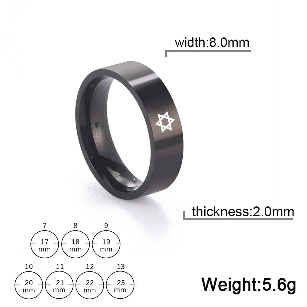 Lucktune Star of David Six Point Star Ring Stainless Steel Silver Color Rings for Men Women Jewish Religious Jewelry Gift New In