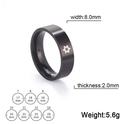 Lucktune Star of David Six Point Star Ring Stainless Steel Silver Color Rings for Men Women Jewish Religious Jewelry Gift New In