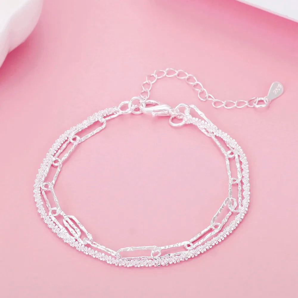 Hot Sale 925 Sterling Silver Chain Solid Bracelet for Women Mens Charm Party Gift Wedding Fashion Jewelry