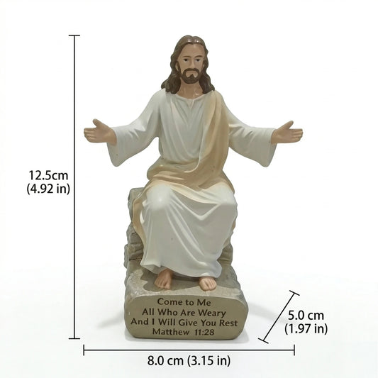 Desk Companion Jesus Resin Decorative Ornament, Christ Statues, with Slogans, Unique Spiritual Gifts, Home Desk Decor