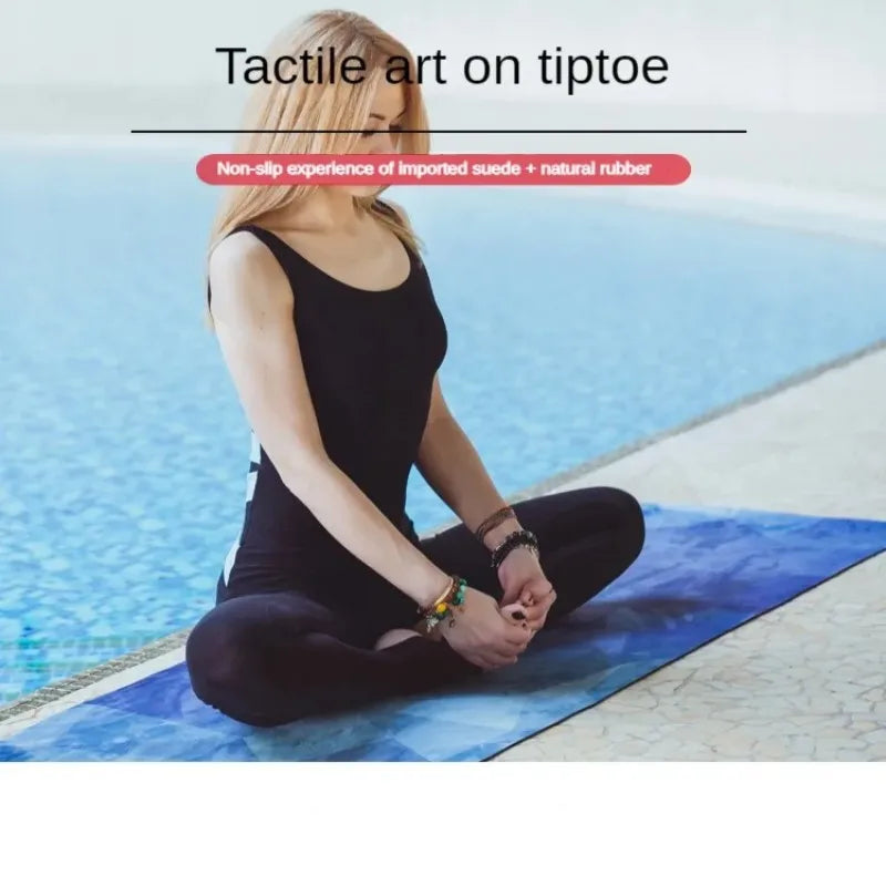 Zen Rhyme 1mm Natural Rubber Suede Yoga Mat Foldable Portable Anti-Slip Drape Gym Meditation Fitness Workout Gymnastics