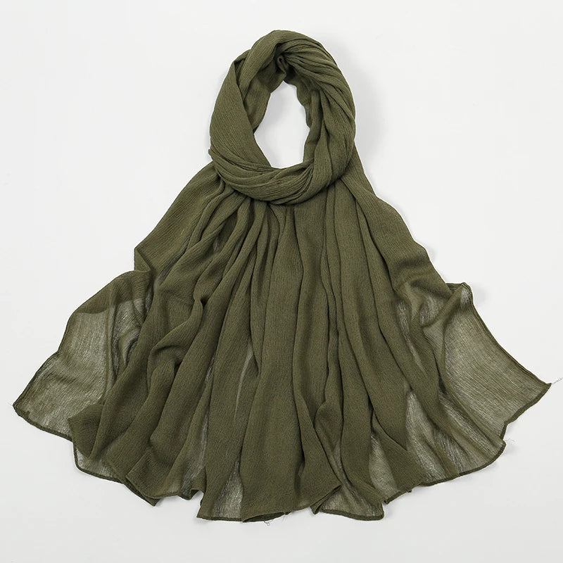 New Crinkle Rayon Hijab For Women Muslim Scarf Long Shawls Solid Islamic Turban Headband Heascarf Wraps Ramandan Headband