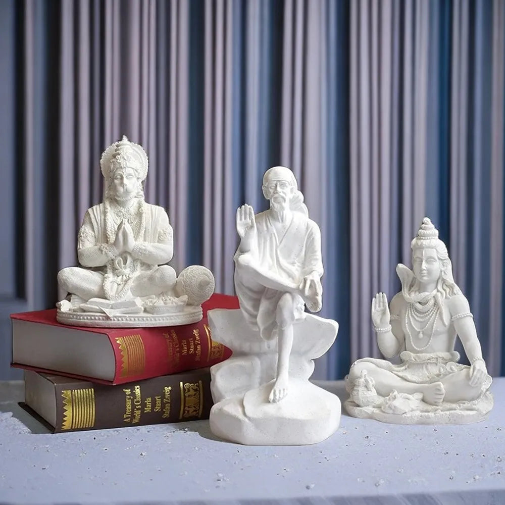 Vilead Resin Indian Ganesha Shiva God Statue Sai Baba Shirdi Sculpture Lord Hanuman Hindu Buddha Religious Fengshui Home Decor