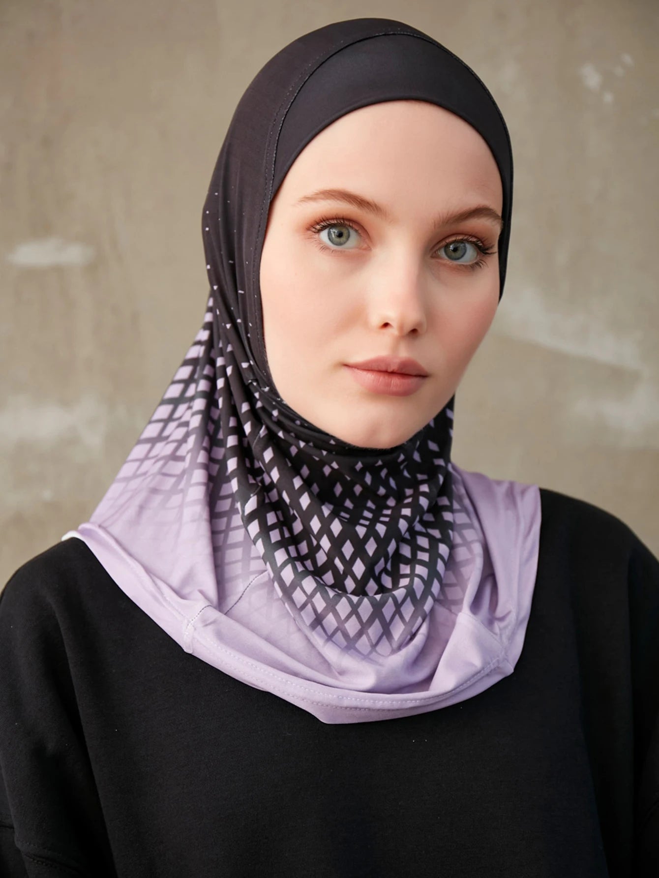 Sporty Inner Women's Hijabs Muslim Breathable Islamic Instant Turban For Ladies Geometric Printing Pattern Head Wrap Headband