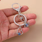 Aihua Lucky Eye Alloy Fatima Hand Keychain Heart Glass Bead Blue Turkish Evil Eye Key Chain Car Keyring for Women Men Jewelry