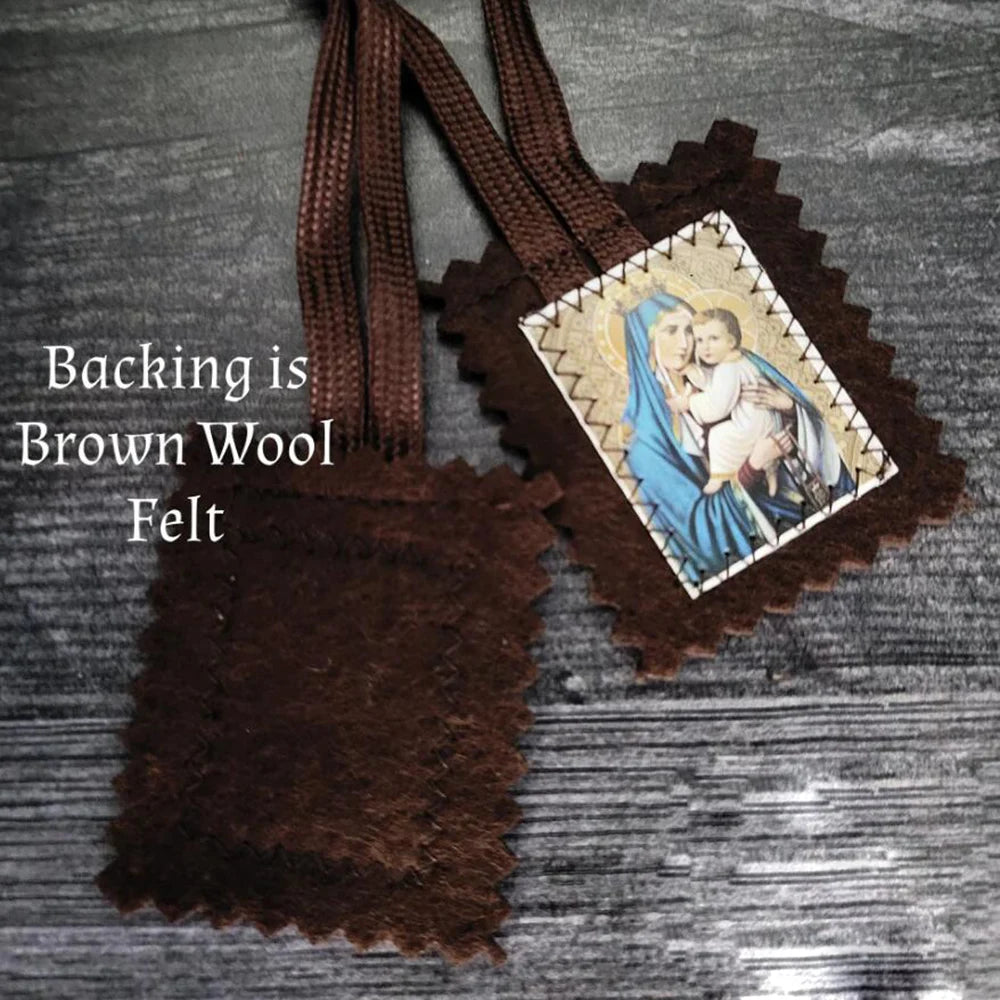 5Pcs/Lot Church Group Prayer Baptism Communion Sacraments Gifts Our Lady of Mt. Carmel and Sacred Heart of Jesus Scapular Badges