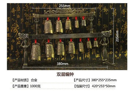 Chinese Old Meditation Gong with 7 Ornate Bell with Dragon Design Chinese Musical Instrument decoration bronze factory outlets
