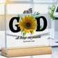 Christian Gift Religious Bible With God All Things Are Possible Sunflower Table Decor Acrylic Plaque Sign Home Desk Decoration