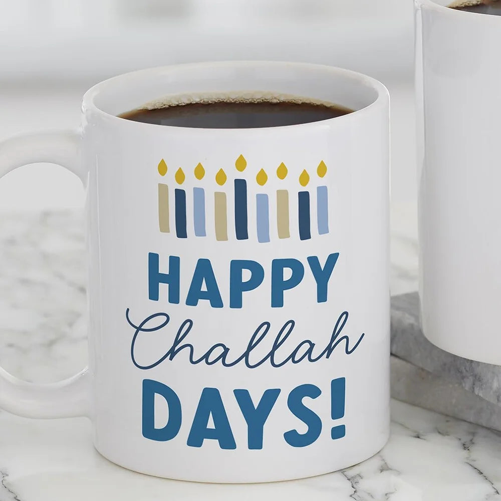 Happy Challah Days Coffee Mug Funny Holiday Pun Thoughtful Gift for Friends and Family on Hanukkah Jewish Holiday Home Accessory