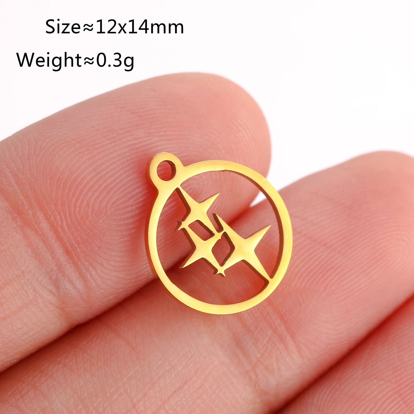 5PCS/Lot Celestial Mini Star Charms Stainless Steel Pentagram/Astral/Meteor/Moon Pendant DIY for Earring Bracelet Jewelry Making
