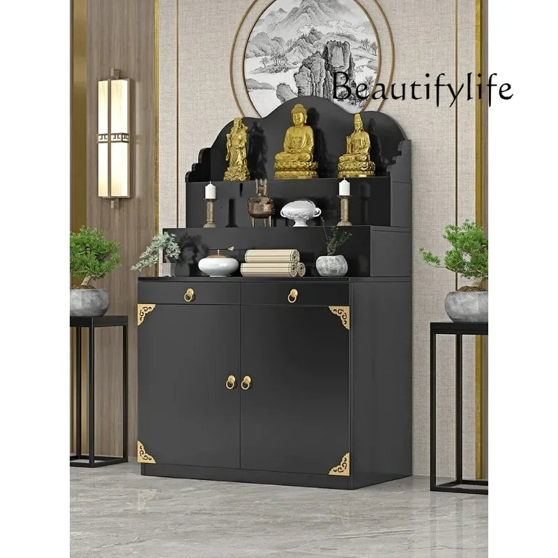 A  New Chinese Household Altar Incense Burner Table Economical Altar Three-Layer Heightening Buddha Shrine feng shui