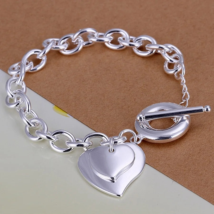 Hot Sale 925 Sterling Silver Chain Solid Bracelet for Women Mens Charm Party Gift Wedding Fashion Jewelry