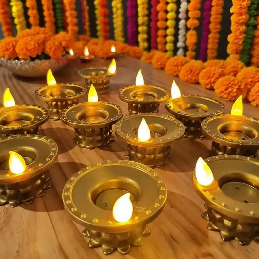 RMWIN-Diya LED Water Sensor Lights 24 Pcs, Waterproof Flameless Tea Light For Diwali For Home, Temple, Pooja, Return Gift