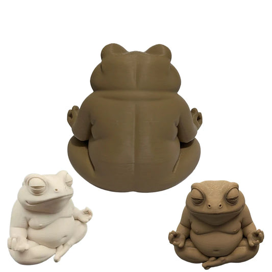 3D Printed Meditation Frog for Desk, Zen Decor & Unique Gift for Adults, Creative Mindful Relaxing Office Home Sculpture