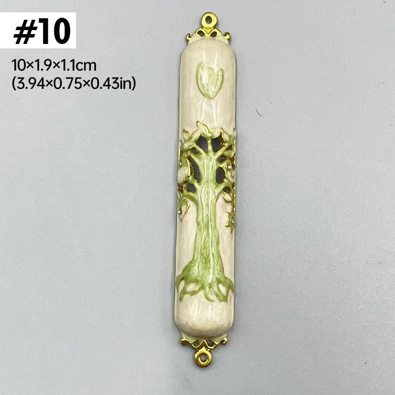Jewish Mezuzah Case Cover Home Blessing Door Ornaments Delicate Enamel Flowers Embellished Crafts Jewish Traditional Holy Gifts