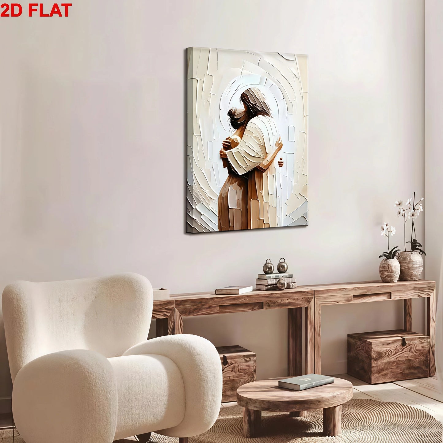 2D 1PC Wrapped Canvas Painting Jesus hugging woman in his arms theme wall art interior framed painting