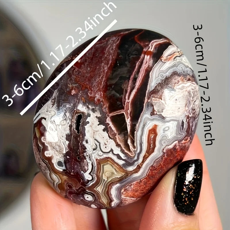 1pc Red Mexican Agate Palm Stone,  Stunning Crystal from Mexico, Worry Stone Gift. Polished Palm Stone Makes a Lovely Present