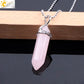 CSJA Hexagonal Bullet Crystal Necklaces Natural Gem Stone Quartz Necklace Pendant Chakra Amethysts Pink Quartz Lapis Lazuli G957