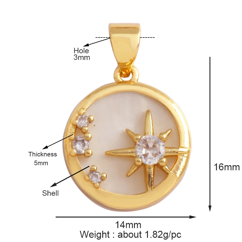 Trendy Shining Moon Star Sun Tellurion Celestial Compass Charm Pendant Gold Colour, Jewelry Necklace Bracelet Making Supply S39