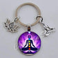 Indian Buddha Meditation 7 Chakra Mandala Psychedelic Yoga Glass Cabochon Keychain Ornament