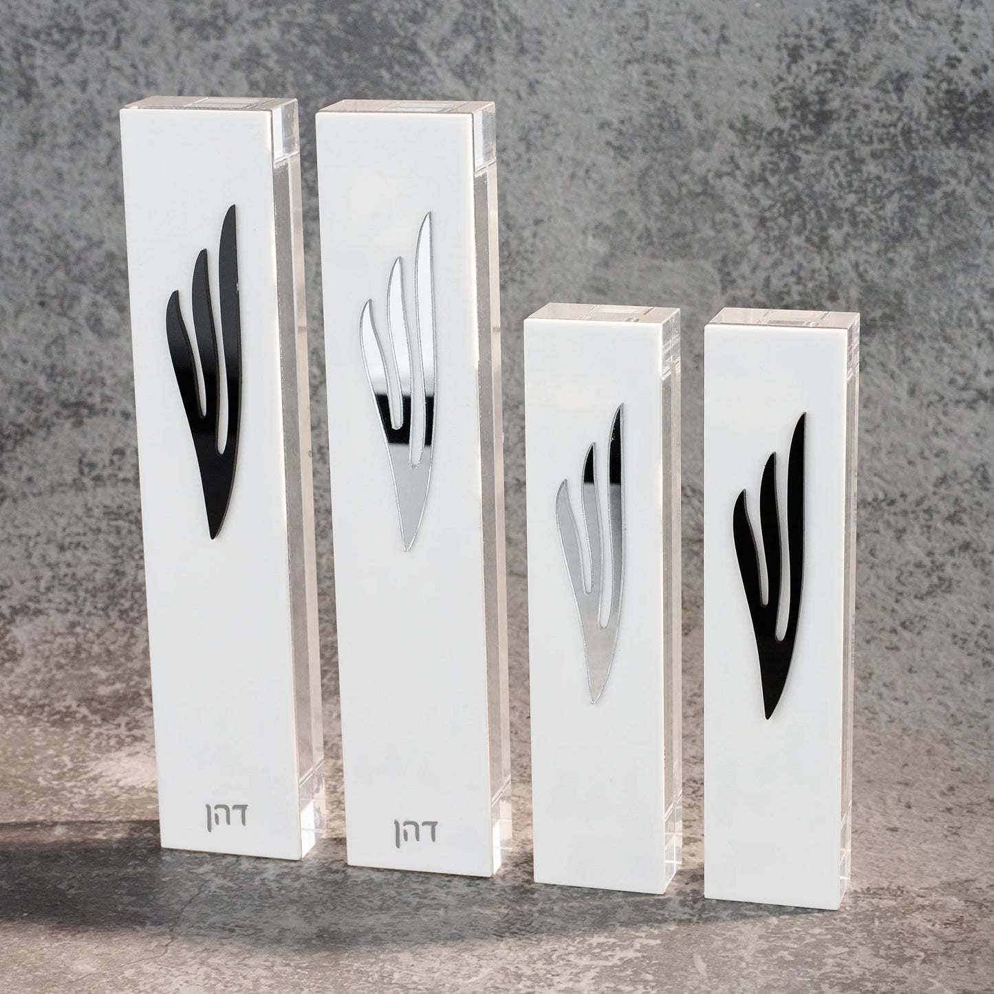Custom Modern White Acrylic Mezuzah Case with Shin Logo Personalized Engraving Name/ Blessing Judaica Door Decor New Home Gift