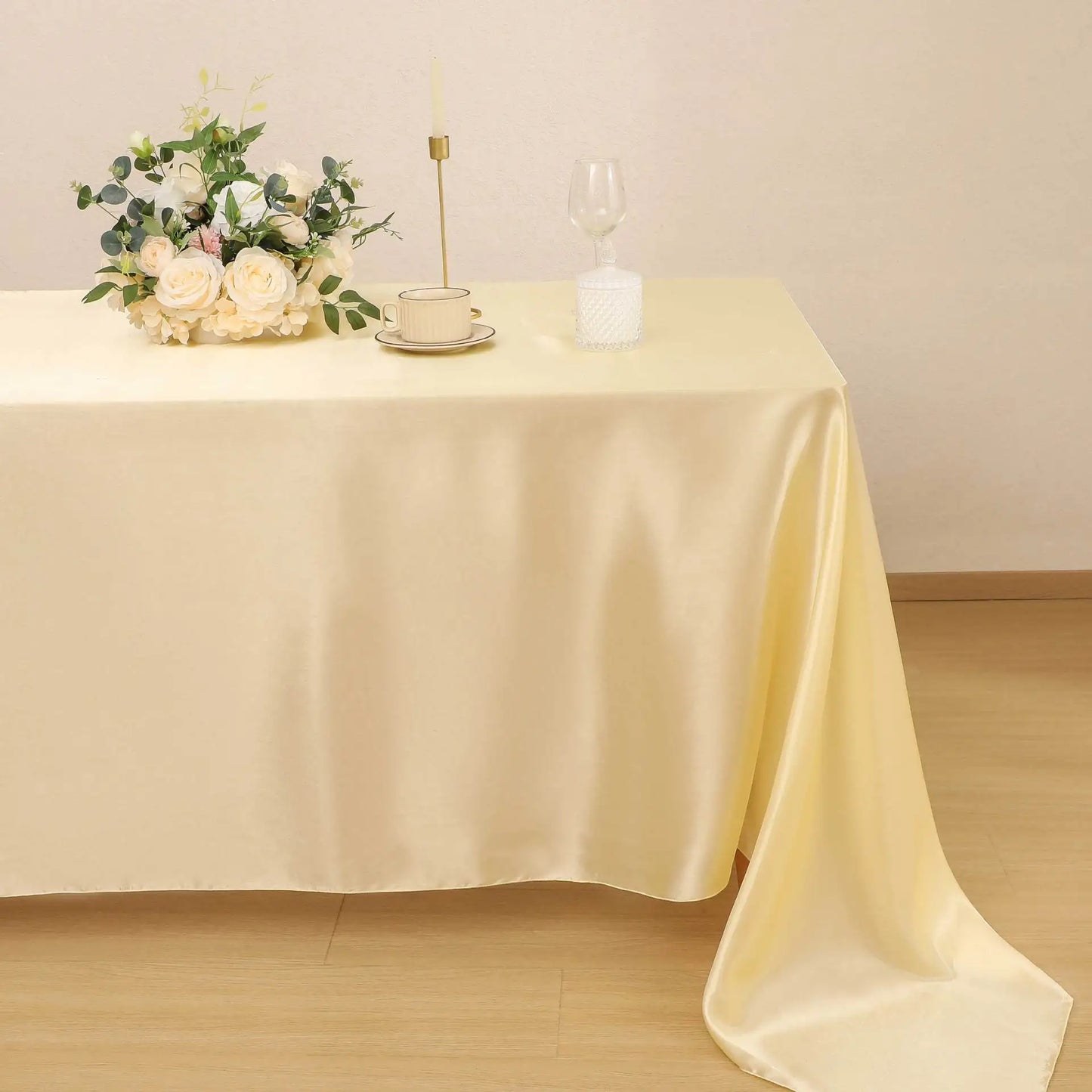 Rose Gold Satin Tablecloth,Nordic Style Elegance Wedding Dust-Proof Table Cover,For Dinning Birthday Party Tabletop Decor