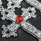 Y2K Punk Crystal Big Cross Pendant Necklaces for Women Men Gothic Irregular Cross Clavicle Chain Necklaces Aesthetic Jewelry