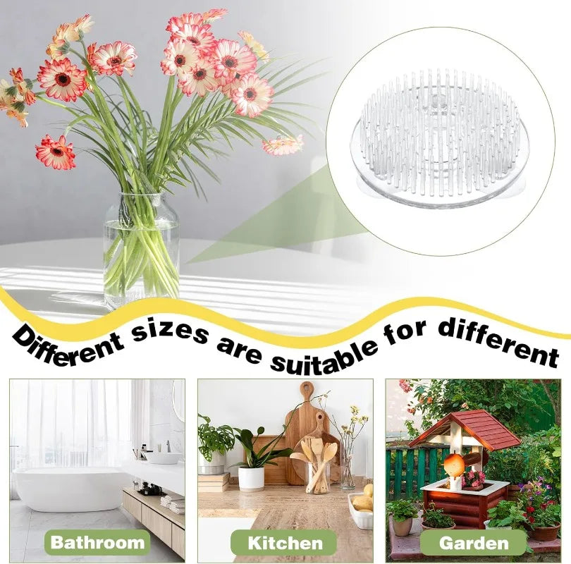 Round Ikebana Stem Holder Clear Flower Suction Cup Holder Flower Arranging Fixed Base Pot Vase Floral Rubber Bracket Home Decor