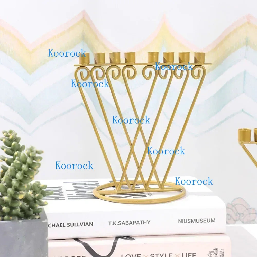 Hanukkah party iron craft decorations, Sabbath gift Chankiah Menorah, 9 lamp Judaica candle holders,