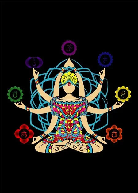 Indian Buddha Statue Meditation Chakra Mandala Print Art Canvas Poster for Living Room Decoration Home Wall Decor Picture
