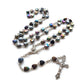 QIGO Vintage Rosary Necklace Acrylic Heart Beads Strand Long Cross Pendant Religious Prayer Jewelry