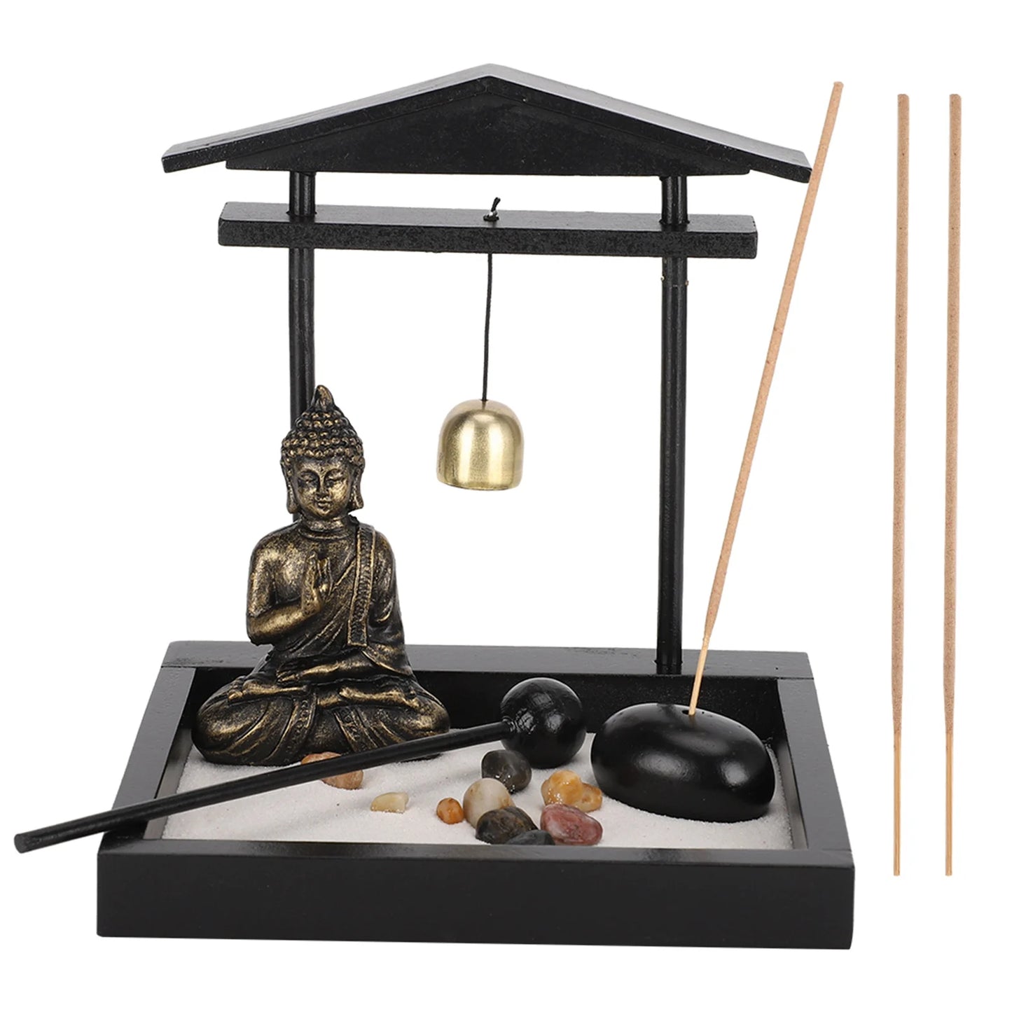 Buddha Sand Tray Zen Garden Decor Resin Craft Home Ornament for Living Room Desktop Meditation Focus Innovative Mindful Gift