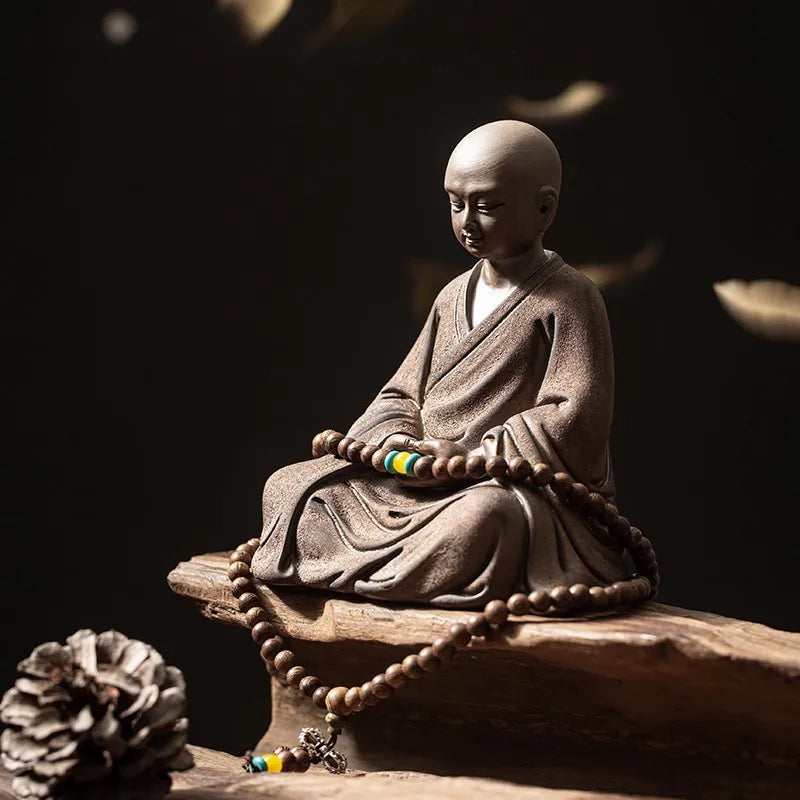 Ceramics  Little Monk sculptures and figurines  ceramic buddha statue Home Room Office Wealth Luck Feng Shui Decor blessing gift