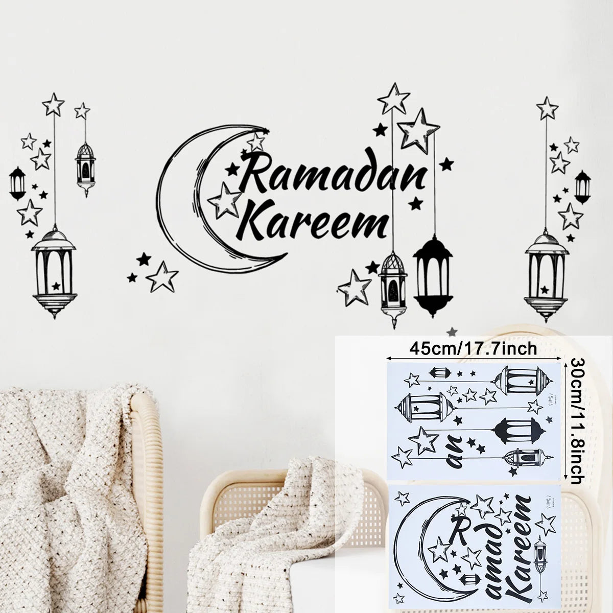 Eid Mubarak Wall Stickers Kareem Ramadan Decoration 2025 For Home Islamic Muslim Party Decor Mubarak Ramadan Window Sticker Gift