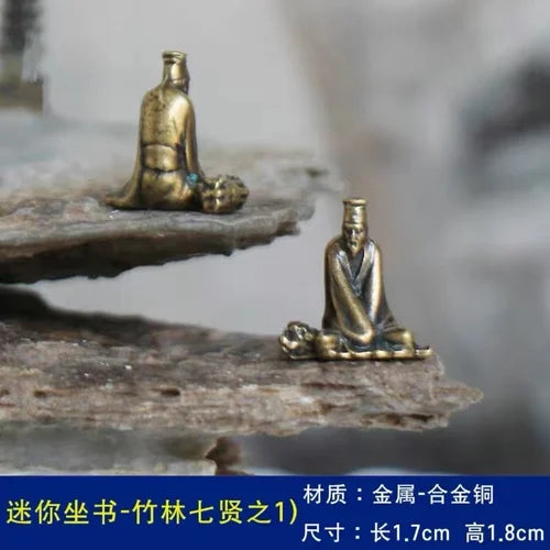 Micro Landscape Bronze Chinese Buddha Ancient Tea Ceremony Zen Moss Rockery Bonsai Sand Table Decorationfairy Garden Miniatures