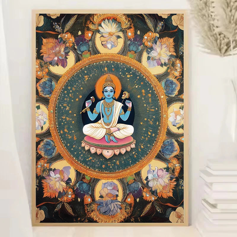 Hindu God Spiritual Serene Forest Temple Scene Indian Nature&Wildlife Poster Canvas Painting Wall Art Pictures Home Decor