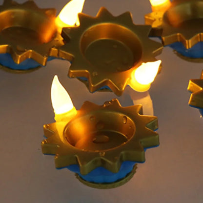 A25F-12Pcs LED Candle Water-Activated Floating Oil Lamp - Indian Style Waterproof Diya For Home Decor