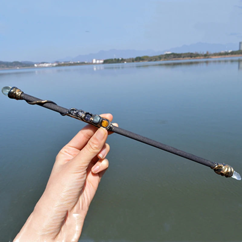 Witch Natural Crystal Wood Wand Amethyst Altar Spells Wizard Princess Fairy Magic Wands Ritual Tool Adornment Handmade Jewelry