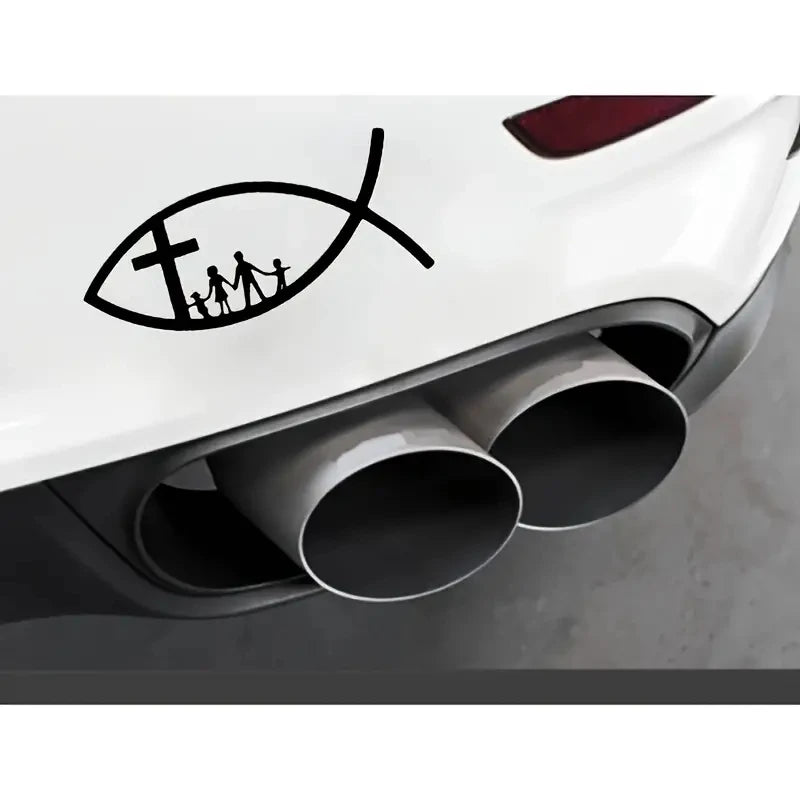 Car Sticker Motorcycle PVC Decals Christian Fish Jesus Family Cross Church Decorative Stickers Creative Decor Accessories #JT01