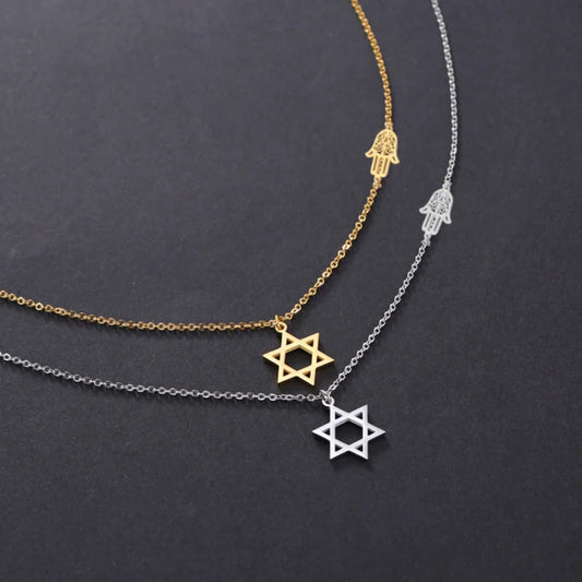 Personalized Star of David Hamsa Necklace for Women Men Gold Color Magen David Religious Jewish Star Jewelry Gifts