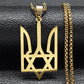 Ukraine National Emblem Pendant Necklace for Women Men Stainless Steel Jewish Star of David Hexagram Ukrainian Jewlery 3211NS02