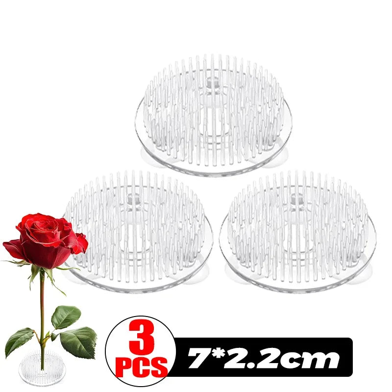 Round Ikebana Stem Holder Clear Flower Suction Cup Holder Flower Arranging Fixed Base Pot Vase Floral Rubber Bracket Home Decor