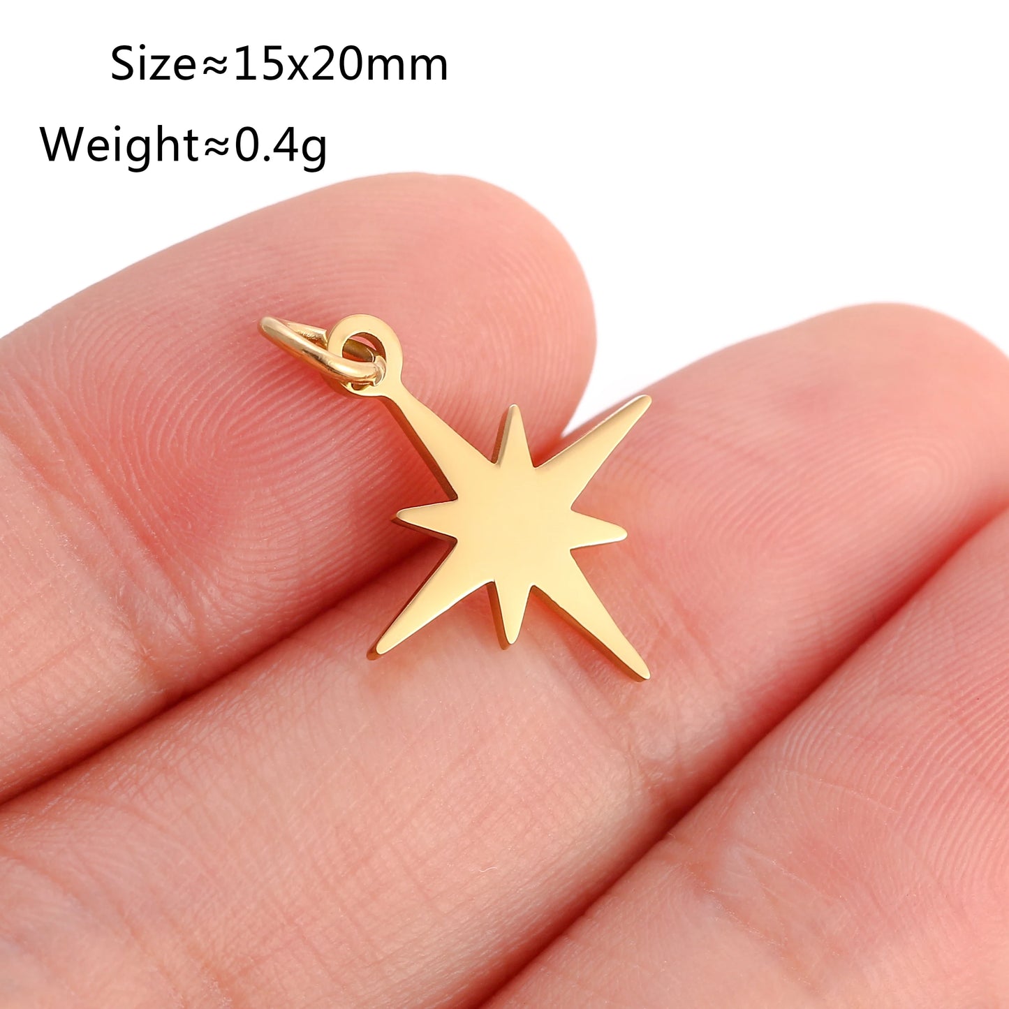 5PCS/Lot Celestial Mini Star Charms Stainless Steel Pentagram/Astral/Meteor/Moon Pendant DIY for Earring Bracelet Jewelry Making