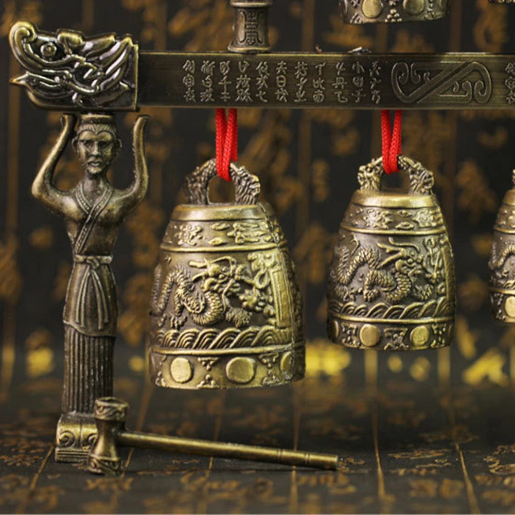 Bronze Meditation Gong With 7 Decorated Bells For Yoga Sound Healing And Relaxation Chinese Musical Percussion Instrument Set