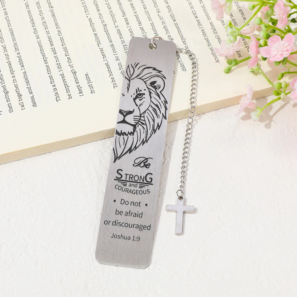 The Lion King Bookmark with Cross Pendant ,Bible Verse Inspirational Religious Gift, Christian for Reading Lovers Book Accessory